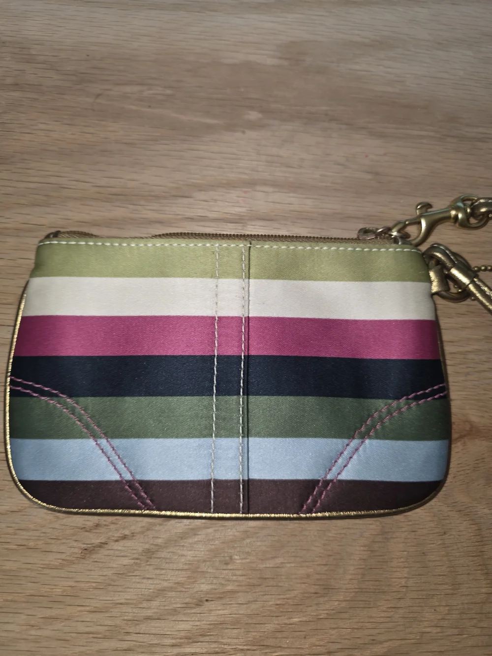 COACH Multicolor Striped Small Wristlet with Gold Trim